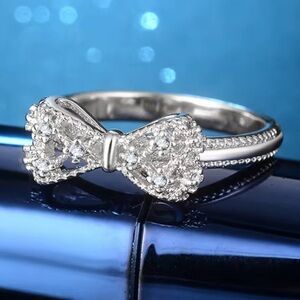 Dainty Crystal Bow Ring | Elegant Silver Jewelry